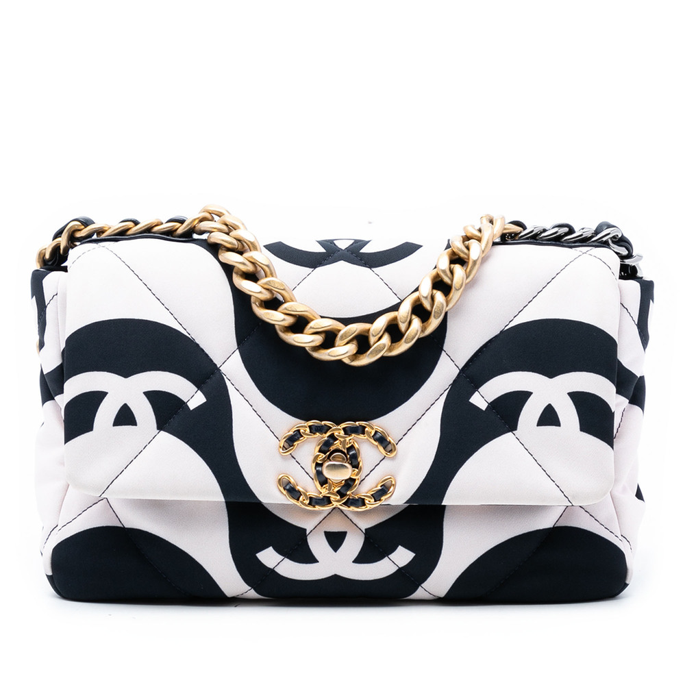 Pre-Loved Chanel Medium Printed Silk 19 Flap